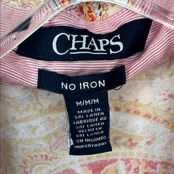 Chaps Paisley Button-Down Shirt in Cream, Red & Gold - Picture 2 of 5